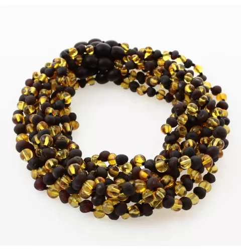 10 Multi BAROQUE teething Baltic amber necklaces 32cm
