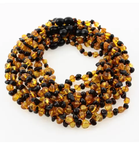 10 Multi BROQUE teething Baltic amber necklaces 32cm