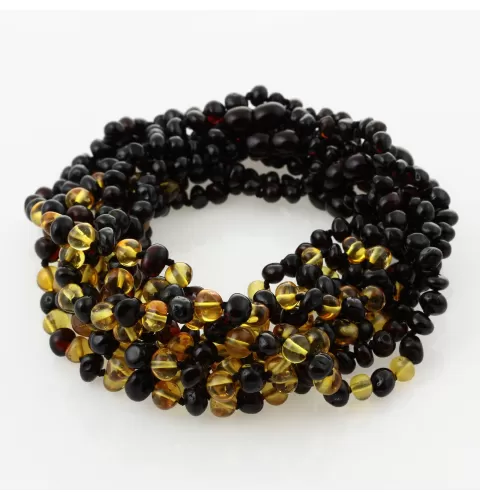 10 Multi BROQUE teething Baltic amber necklaces 28cm