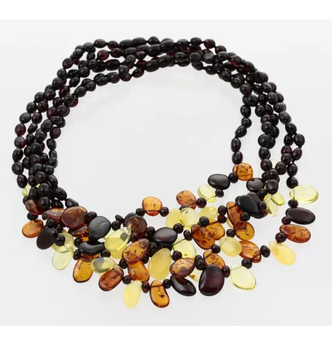 5 Cherry Leaf Baltic amber Choker Leaves Necklace 47cm