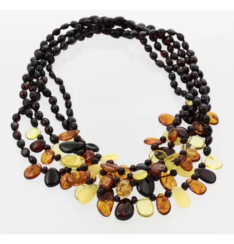 5 Cherry Leaf Baltic amber Choker Leaves Necklace 47cm