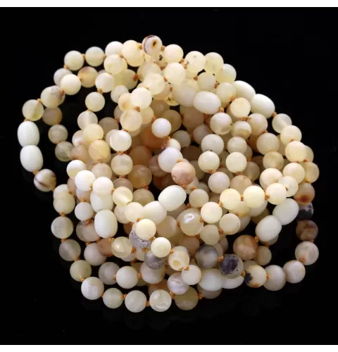 10 Raw Milk ROUND Baltic amber bracelets 19cm