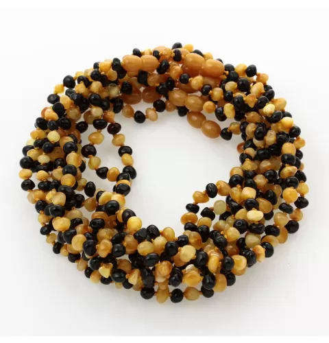 10 Multi BAROQUE teething Baltic amber necklaces 32cm
