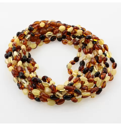 10 Multi BEANS Baby teething Baltic amber necklaces 33cm