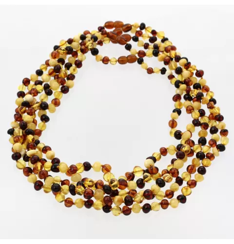 5 Multi BAROQUE Baltic amber adult necklaces 50cm