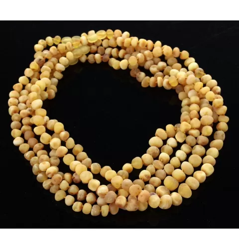 5 Raw Butter BAROQUE Baltic amber adult necklaces 47cm