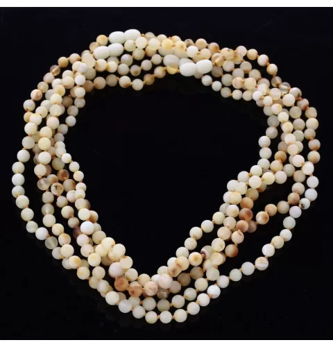 5 Raw Milk ROUND beads Baltic amber adult necklaces 46cm