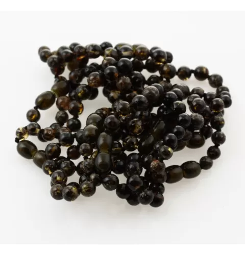 10 Big Dark ROUND Baltic amber teething bracelets 14cm