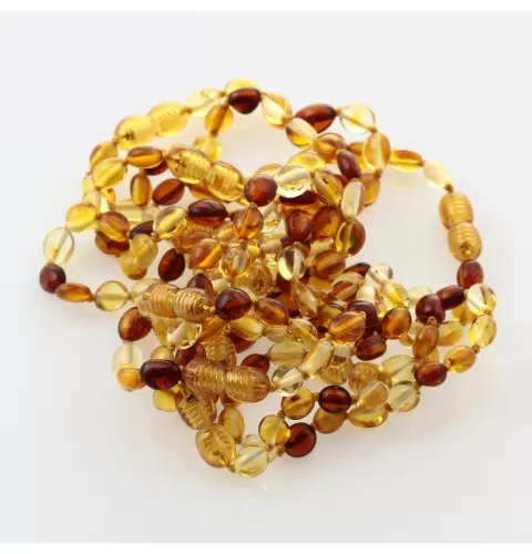 10 Multi BEANS Baltic amber teething Baby bracelets 14cm