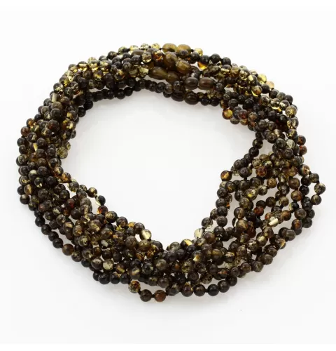10 Dark ROUND beads Baltic amber adult necklaces 46cm