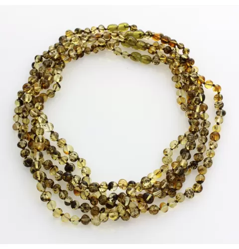 5 Green BAROQUE Baltic amber adult necklaces 46cm
