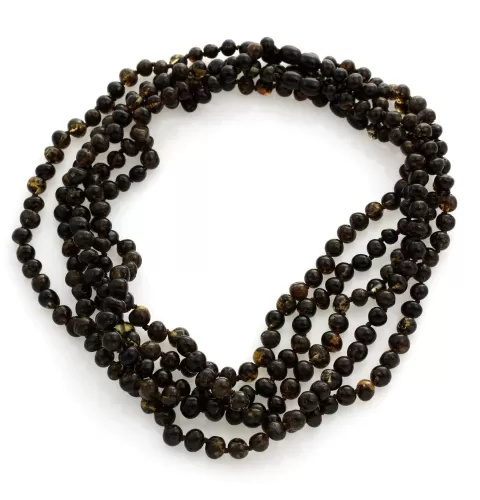 5 Dark BAROQUE Baltic amber adult necklaces 46cm