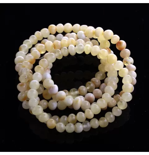 5 Milk BAROQUE Baltic amber adult stretch bracelets 19cm