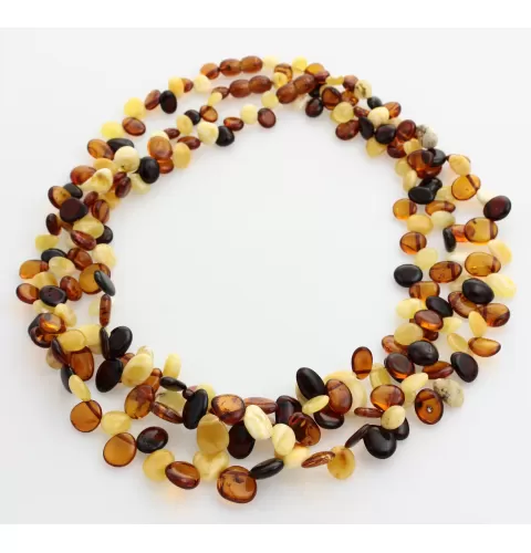 3 Multi Leaf Baltic amber Choker Leaves Necklace 48cm