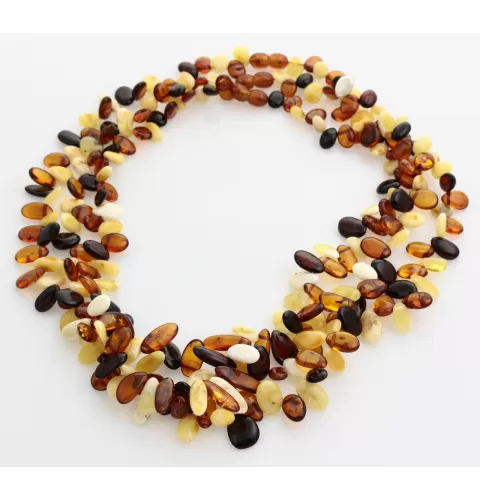 3 Multi Leaf Baltic amber Choker Leaves Necklace 48cm