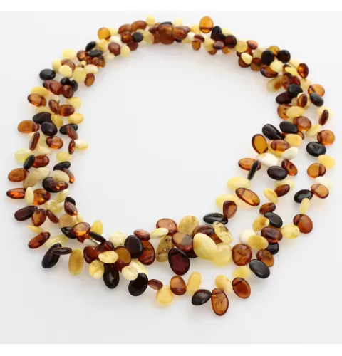 3 Multi Leaf Baltic amber Choker Leaves Necklace 48cm