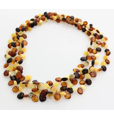 3 Multi Leaf Baltic amber Choker Leaves Necklace 48cm