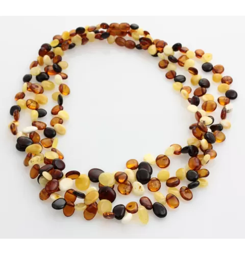 3 Multi Leaf Baltic amber Choker Leaves Necklace 48cm