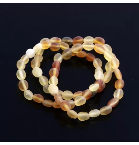 Mix Raw BEANS teething Baltic amber stretch bracelet 14cm