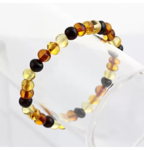 Multi BAROQUE Baltic amber stretch bracelet 19cm