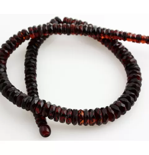 Faceted cherry BUTTONS Baltic amber necklace 46cm