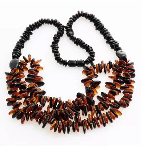 Multi line CHIPS Baltic amber necklace 46cm