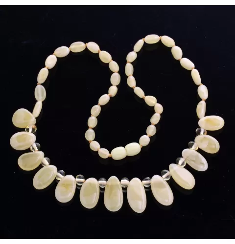 Milk Leaf Baltic amber Choker Leaves Necklace 46cm