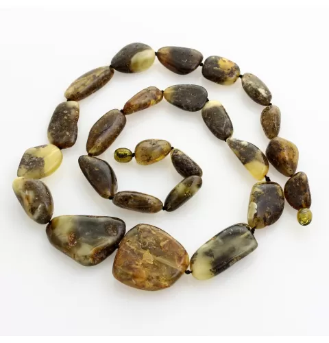 Large dark beads Baltic amber kntted necklace 63cm