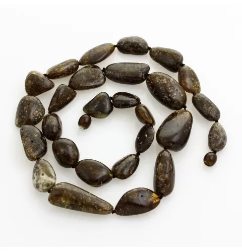 Large dark beads Baltic amber kntted necklace 63cm