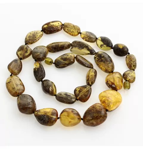 Large dark beads Baltic amber kntted necklace 63cm
