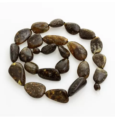 Large dark beads Baltic amber kntted necklace 56cm