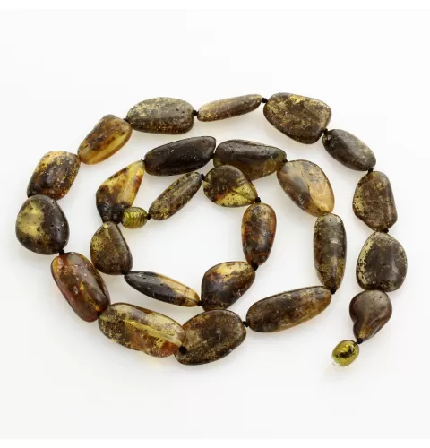 Large dark beads Baltic amber kntted necklace 56cm