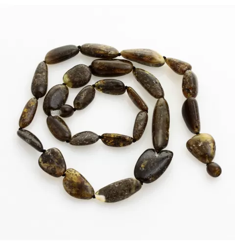 Large dark beads Baltic amber kntted necklace 56cm