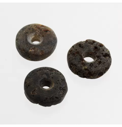 3 Raw Donut shape Baltic amber pendant medallions