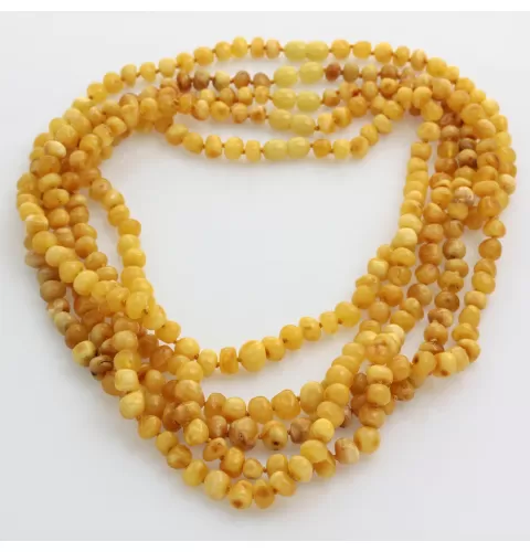 5 Butter BAROQUE Baltic amber adult necklaces 50cm
