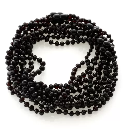 10 Cherry BAROQUE teething Baltic amber necklaces 33cm