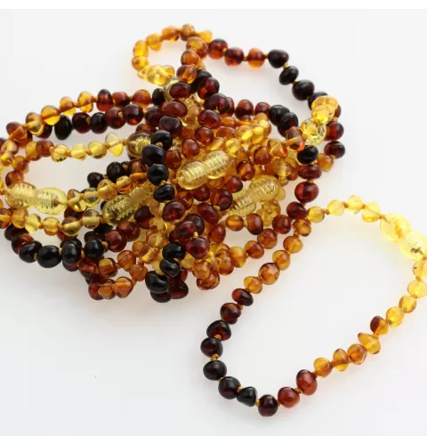 10 Rainbow BAROQUE Baltic amber teething bracelets 16cm