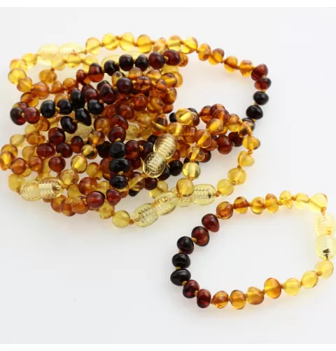 10 Rainbow BAROQUE Baltic amber teething bracelets 14cm