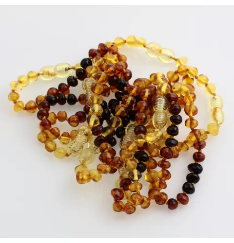 10 Rainbow BAROQUE Baltic amber teething bracelets 14cm