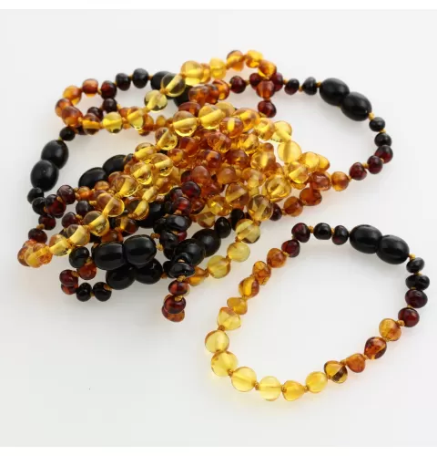 10 Rainbow BAROQUE Baltic amber teething bracelets 14cm
