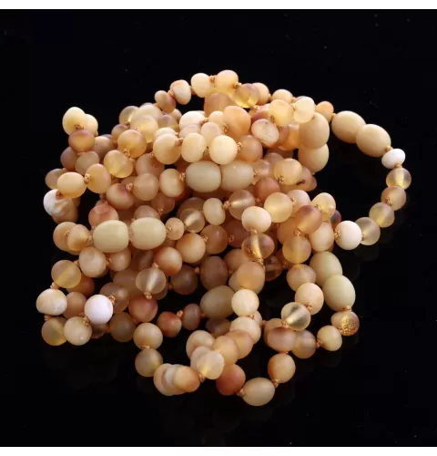 10 Raw Mix BAROQUE teething Baltic amber bracelets 14cm
