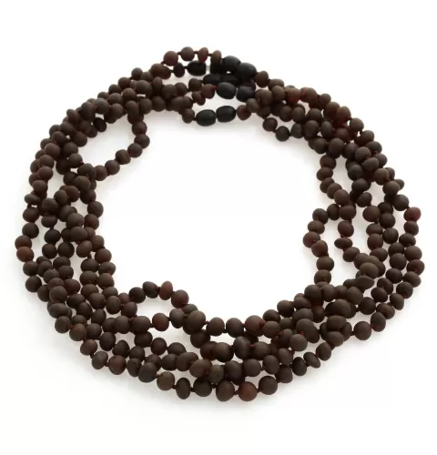 5 Raw Ruby BAROQUE beads Baltic amber adult necklaces 50cm