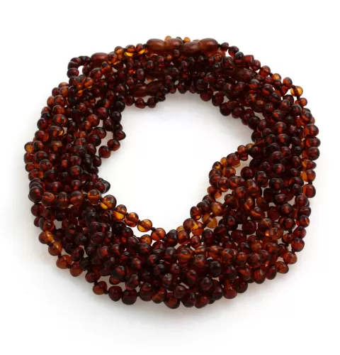 10 Cognac BAROQUE Baltic amber teething necklaces 36cm