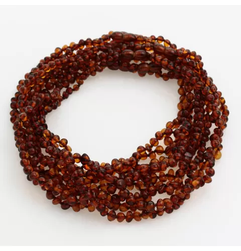 10 Cognac BAROQUE teething Baltic amber necklaces 38cm