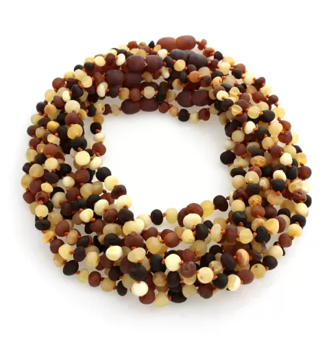 10 Raw Multi BAROQUE Baltic amber teething necklaces 32cm