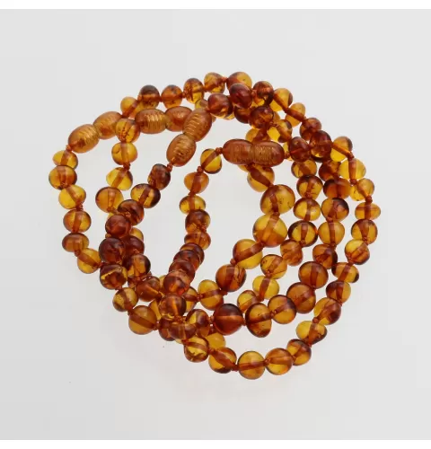 4 Cognac BAROQUE Baltic amber adult bracelets 19cm