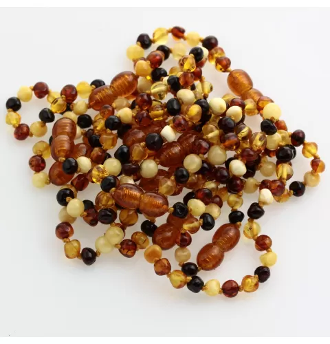 10 Small Multi BAROQUE Baltic amber teething bracelets 14cm