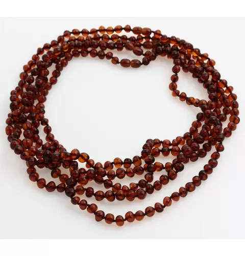 5 Cognac BAROQUE Baltic amber adult necklaces 50cm