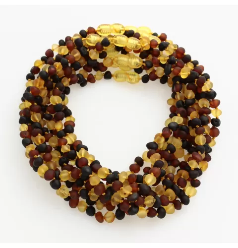 10 Raw Multi BAROQUE Baby teething Baltic amber necklaces 32cm