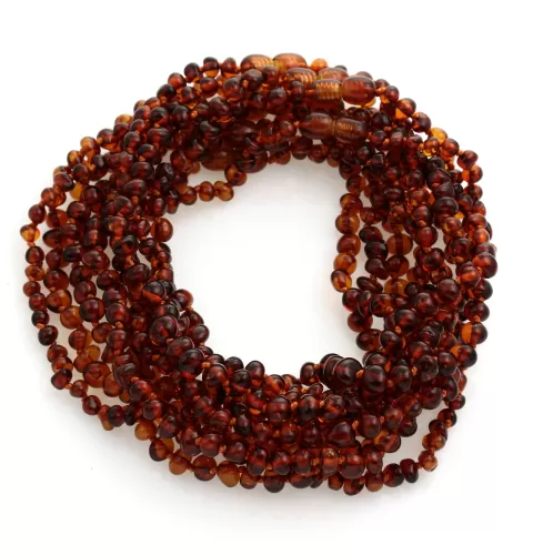 10 Cognac BAROQUE Baltic amber teething necklaces 28cm